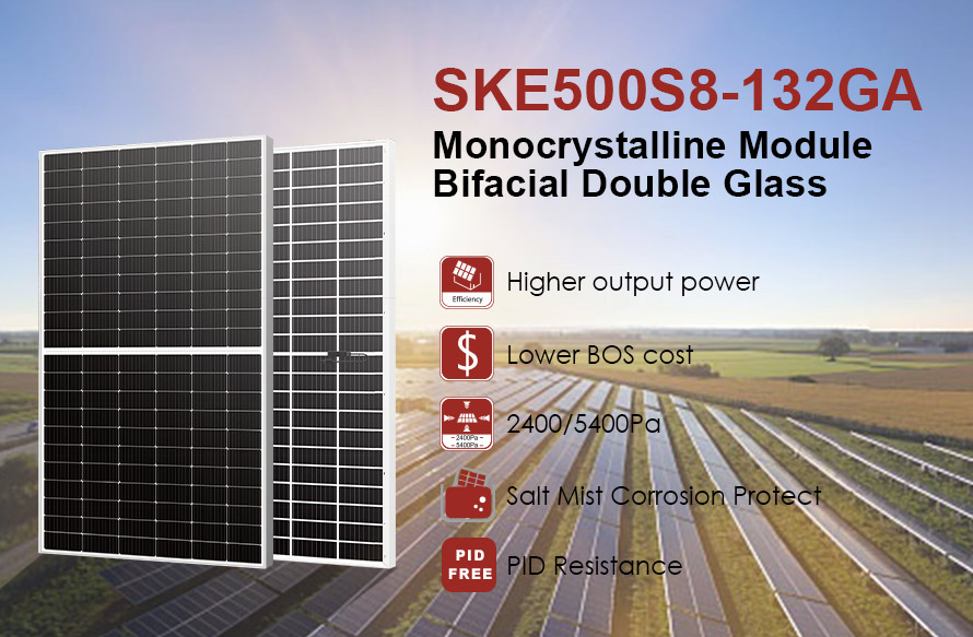 182mm 500W bifacial solar panel